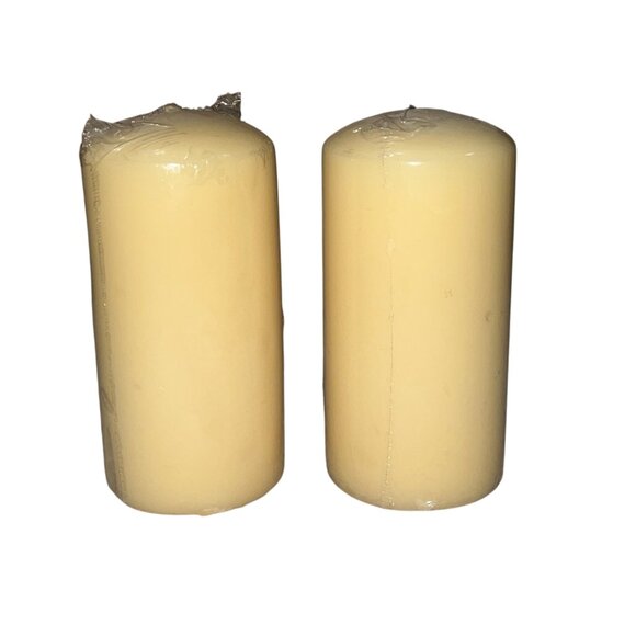 Vanilla Scented Pillar Candles Set Of 2 6"x3" Aroma Dreams Unscented Cream Wax H - Picture 3 of 6